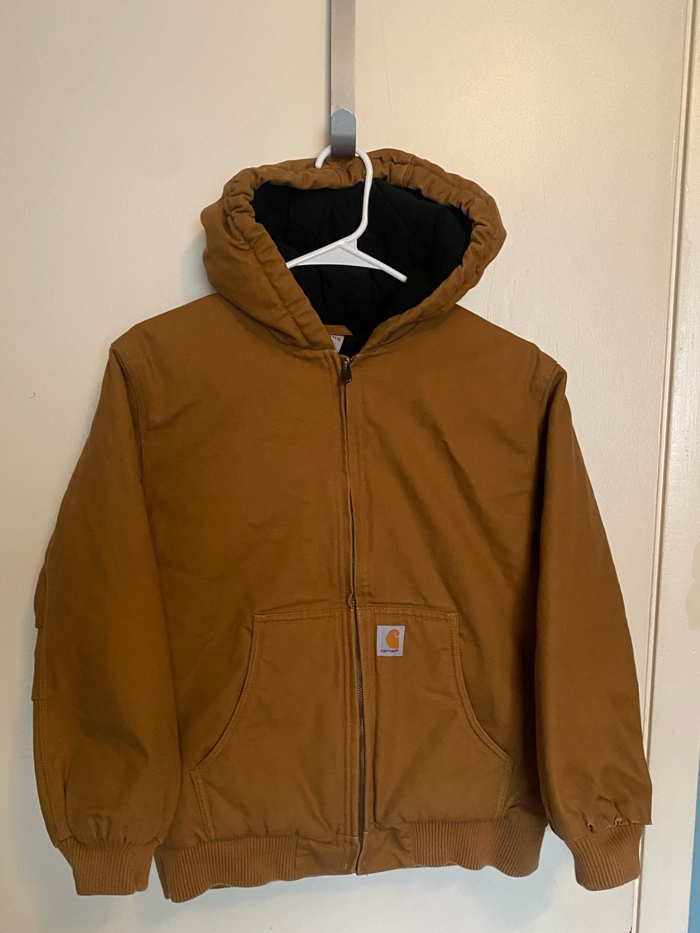 Carhartt Kids' Brown Hooded Canvas Puffer Jacket